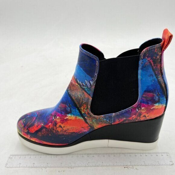 Blue Print Women Platform Wedge High Heels Round Toe Party Working Ankle Boots - Picture 1 of 6